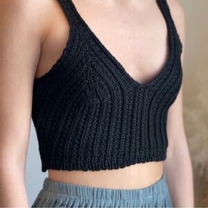 Zinzane Black Crochet Cropped Top